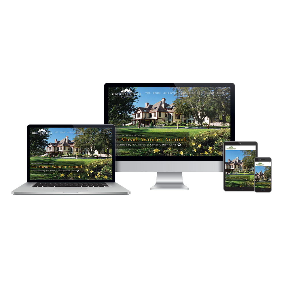 Portfolio website design Highfield Hall Falmouth, MA